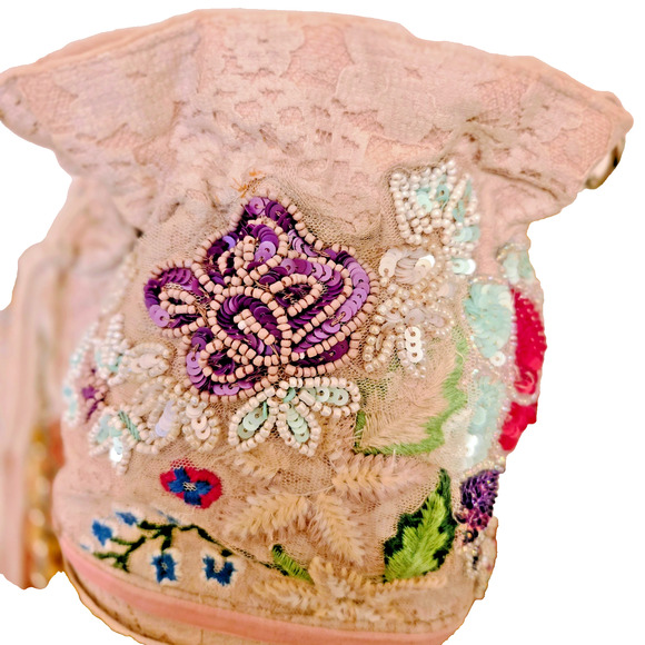 Antica Sartoria Positano Boho Round Beaded Bag Purse Bells - Picture 3 of 14